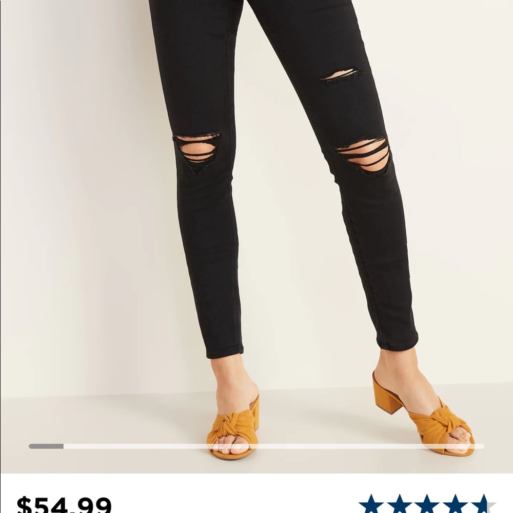 black ripped high rise skinny jeans (old navy)